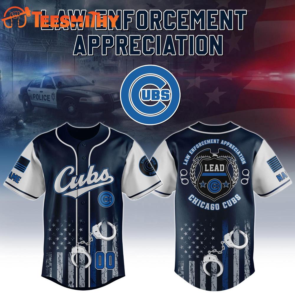 Chicago Cubs Law Enforcement Appreciation Custom Baseball Jersey