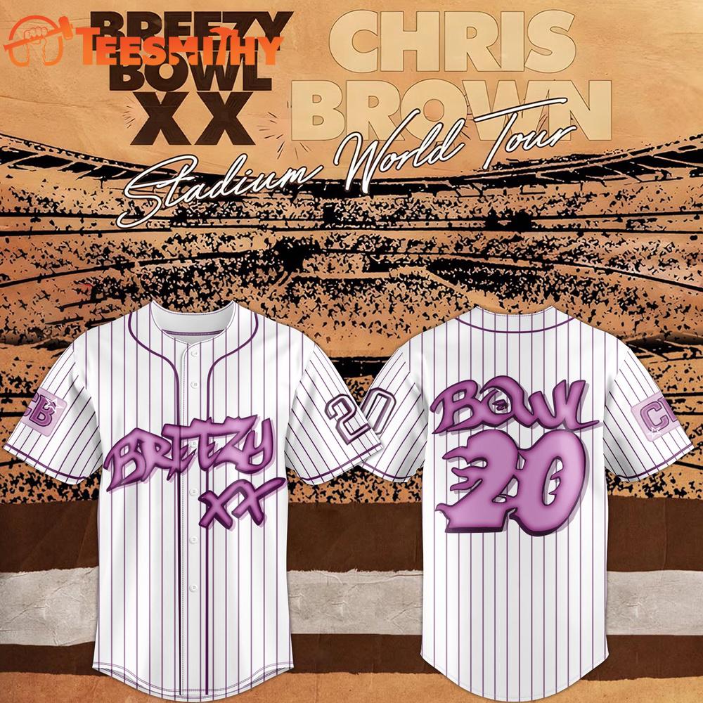 Chris Brown Breezy Bowl XX Tour 2026 Pink Baseball Jersey