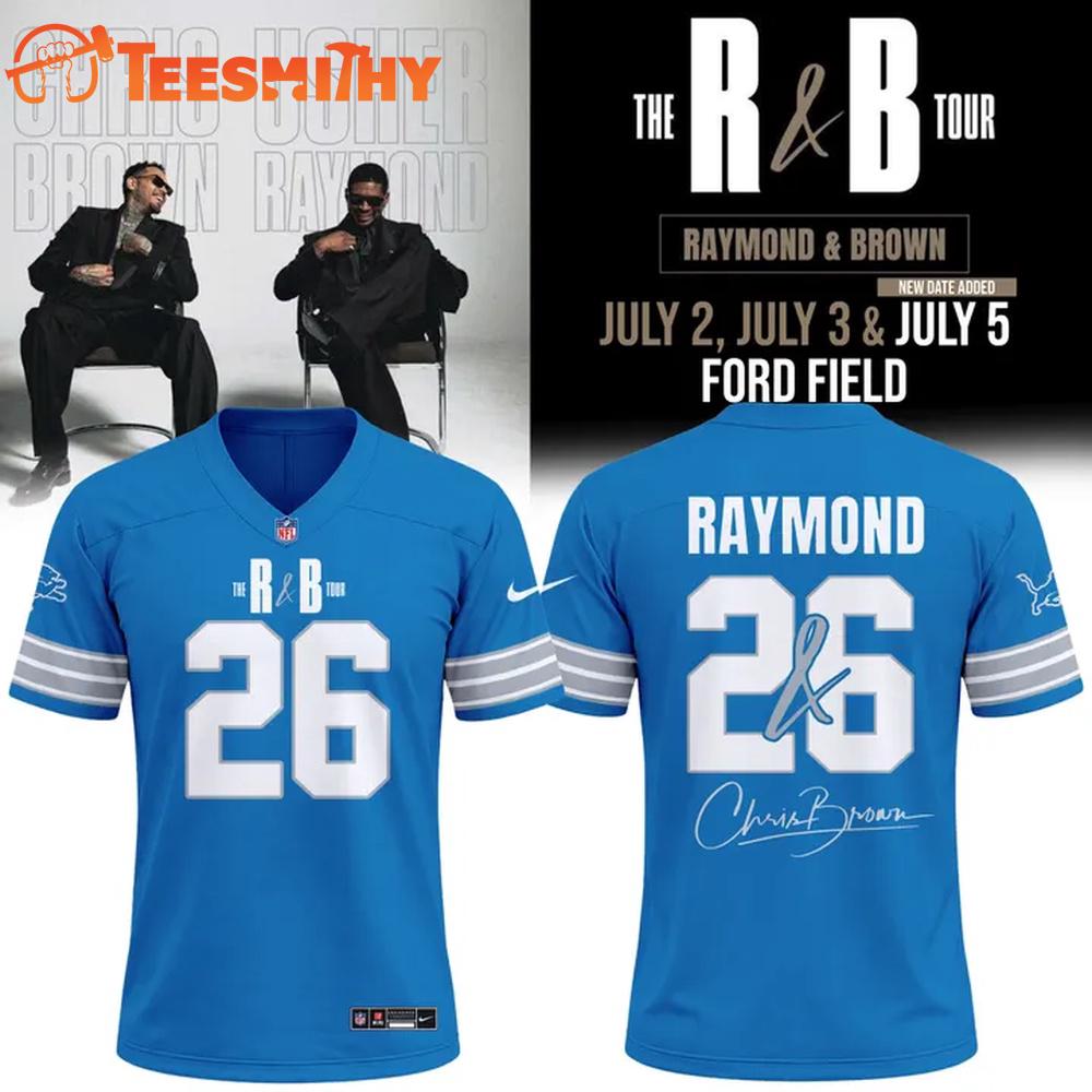 Chris Brown và Usher The R&B Tour x Detroit Lions 2026 New Design Football Jersey