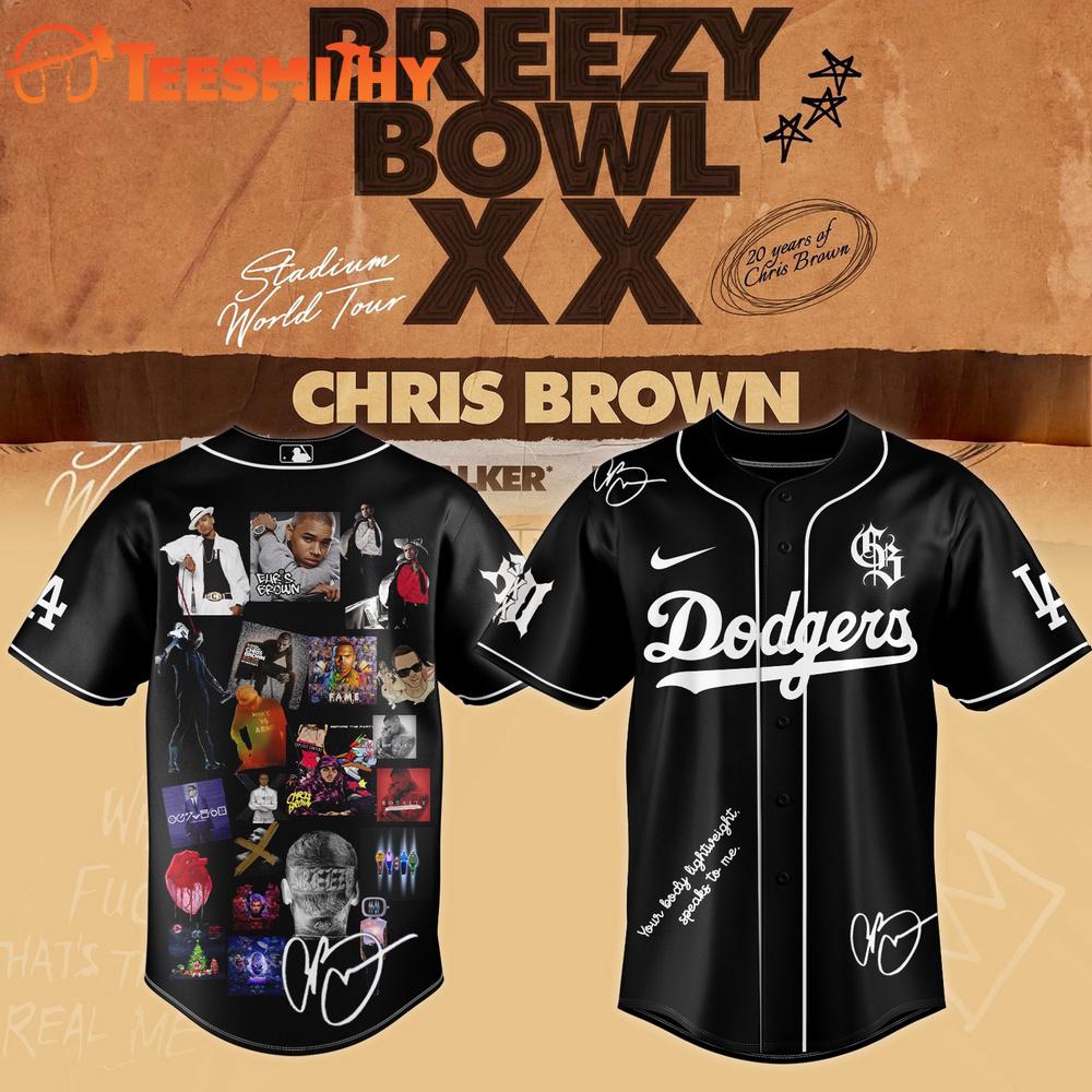 Chris Brown x Dodgers Breezy Bowl XX Tour 2026 Baseball Jersey