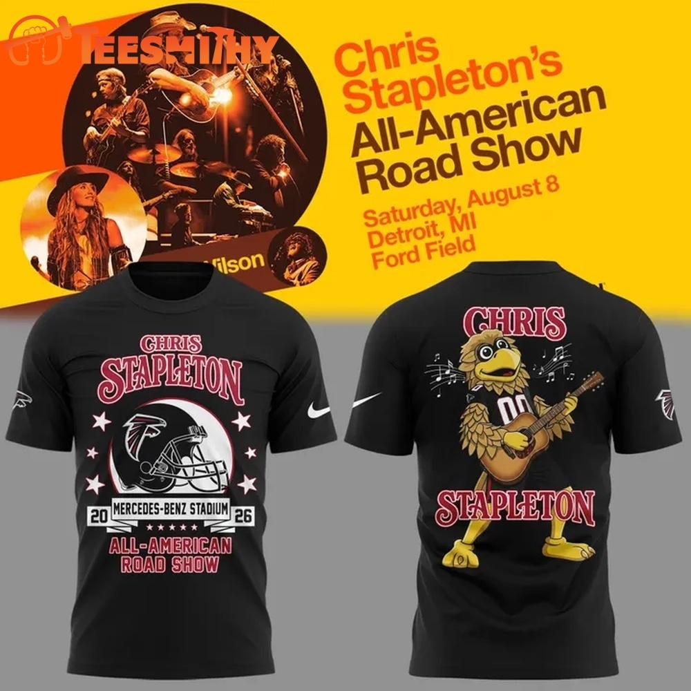 Chris Stapleton x Atlanta Falcons Mascot All American Road Show 2026 Black T Shirt