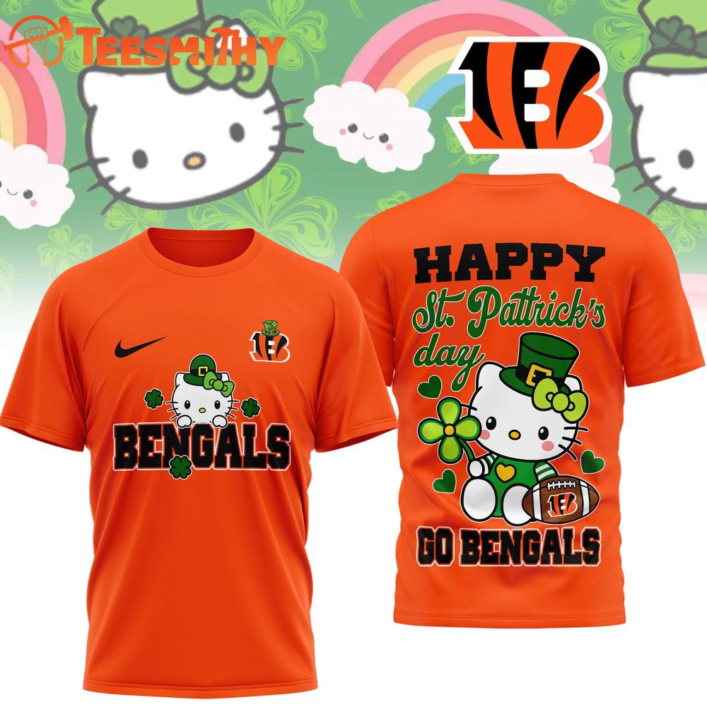 Cincinnati Bengals 2026 NFL Hello Kitty St. Pattrick's Day Special New 3D Shirt