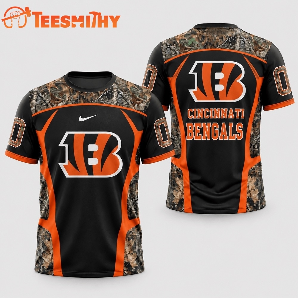 Cincinnati Bengals 2026 NFL Hunting Camo 3D Shirt