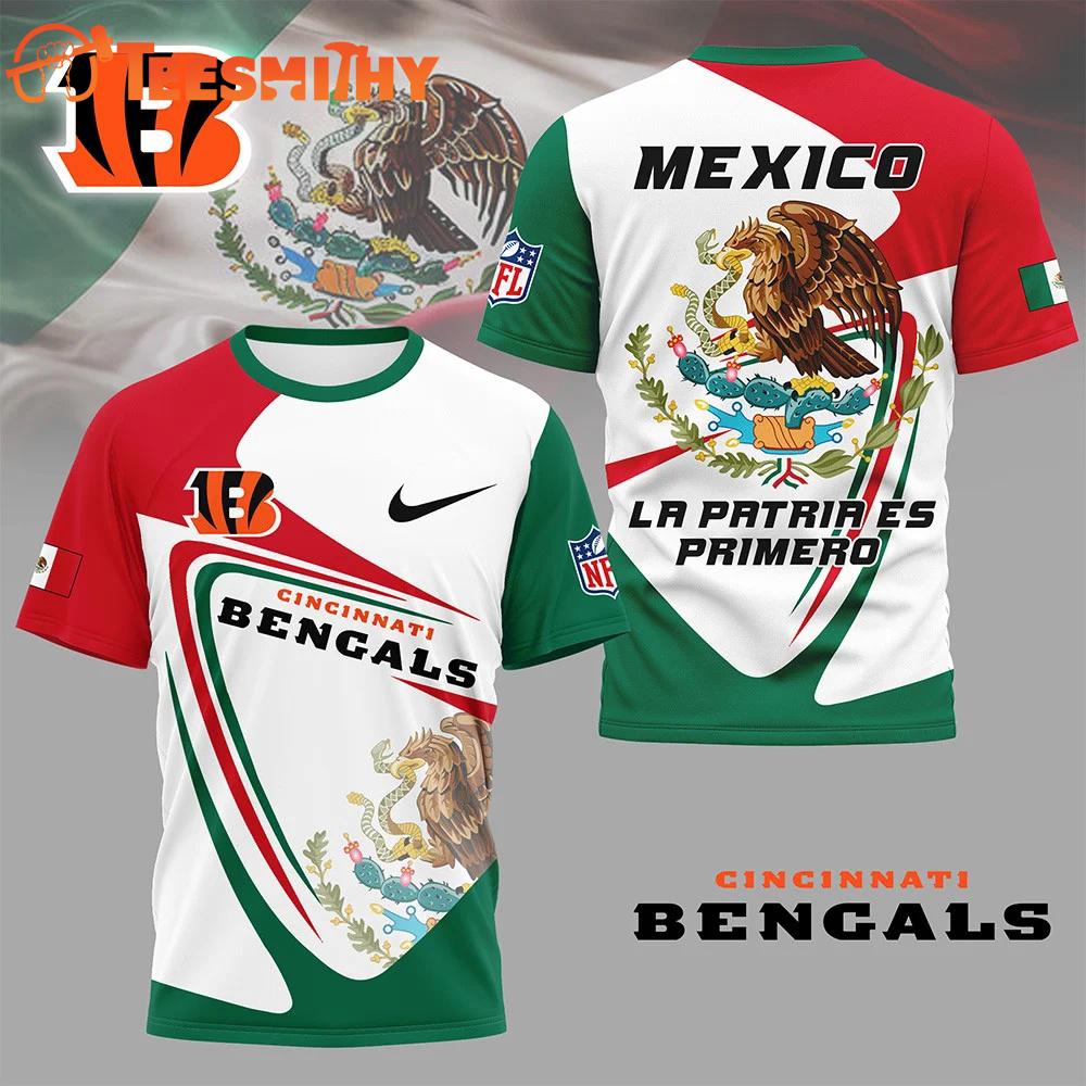 Cincinnati Bengals 2026 NFL Mexico La Patria Es Primero Special New 3D Shirt