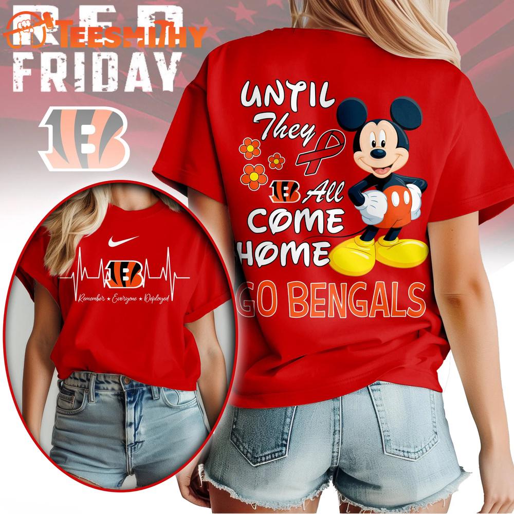 Cincinnati Bengals 2026 NFL Mickey Red Friday 3D T Shirt