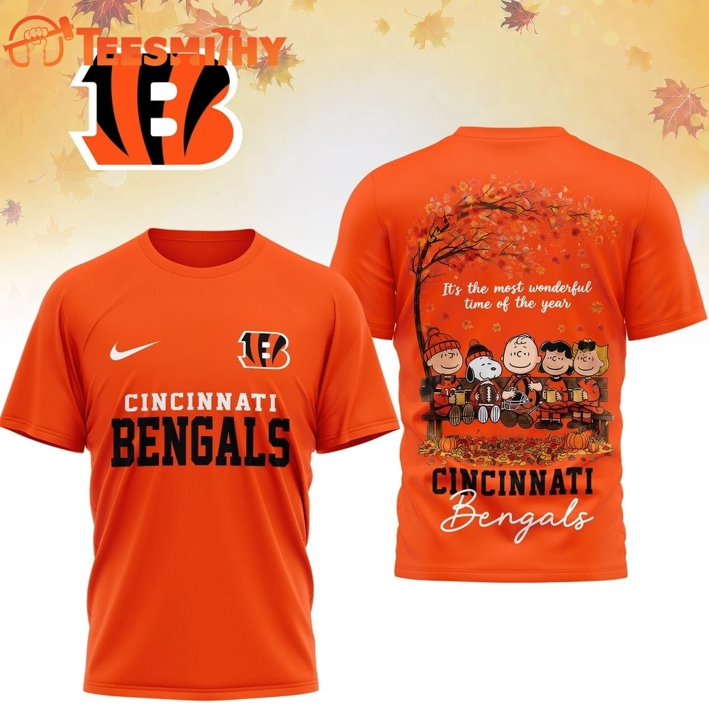 Cincinnati Bengals 2026 NFL Snoopy Peanut It's the Most Wonderful Time of the Year 3D Shirt