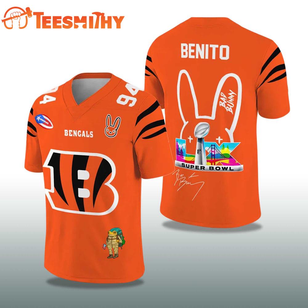 Cincinnati Bengals Football Bad Bunny 2026 Super Bowl LX Jersey Shirt