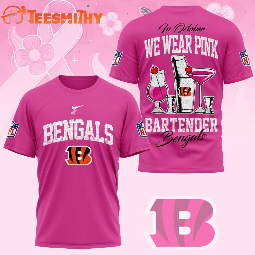 Cincinnati Bengals NFL Bartender October Breast Cancer Awareness Unisex 3D Shirt