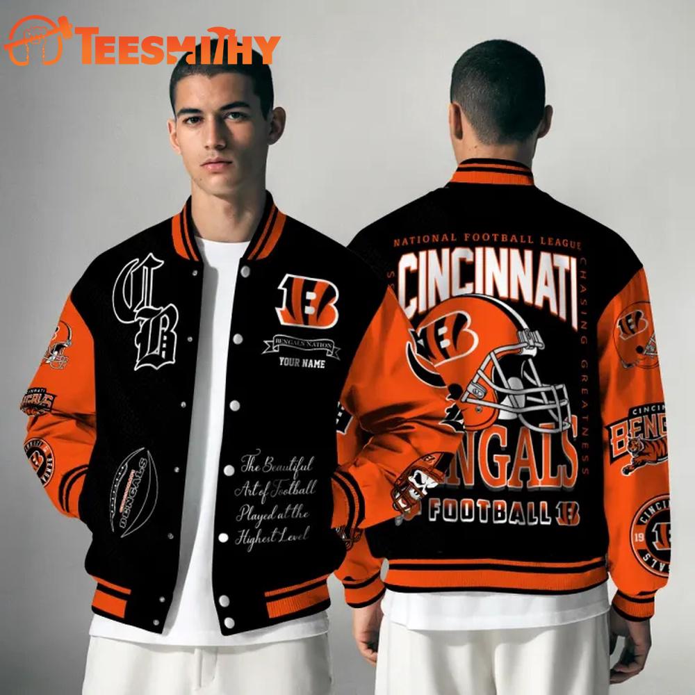 Cincinnati Bengals NFL Chasing Greatness Personalized Varsity Jacket