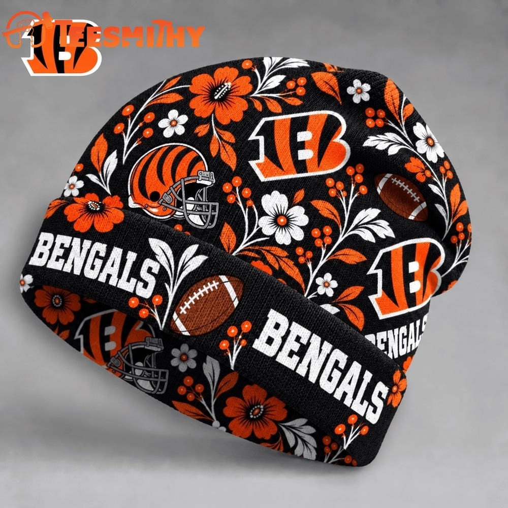 Cincinnati Bengals NFL Floral Team Pride Christmas Beanie Hats