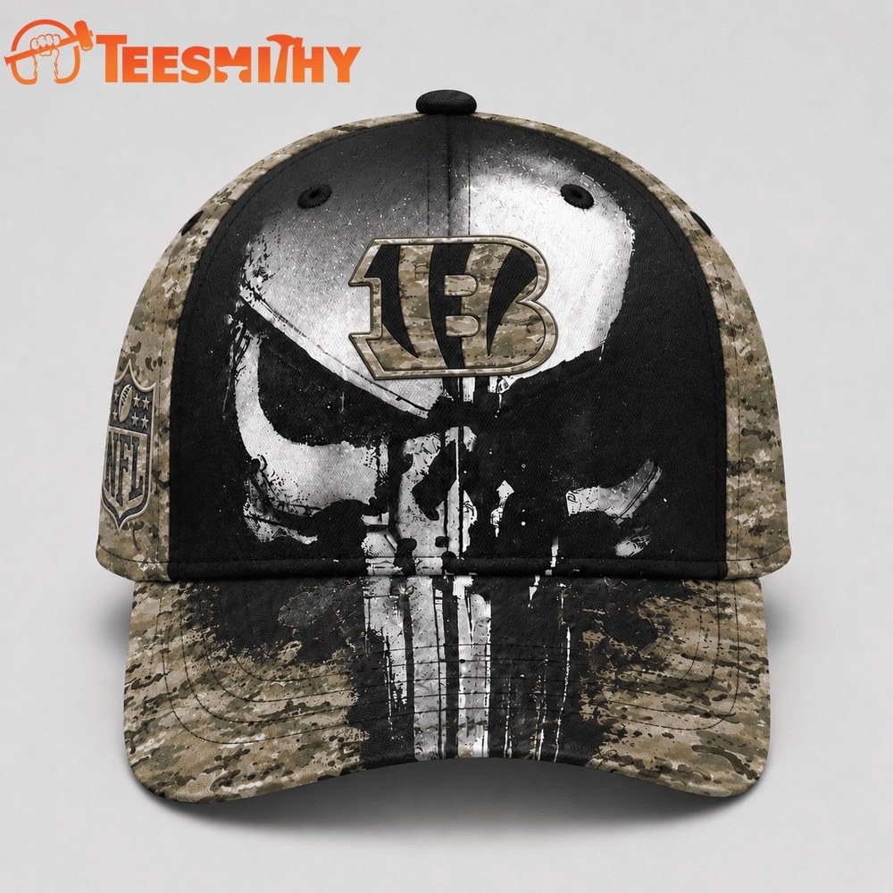Cincinnati Bengals NFL Halloween Military Skull Camo Classic Cap