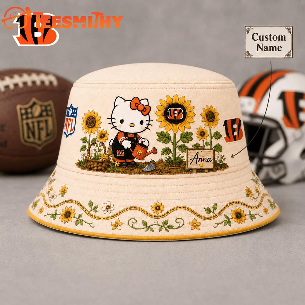 Cincinnati Bengals NFL Hello Kitty Sunflower Garden Bucket Hat