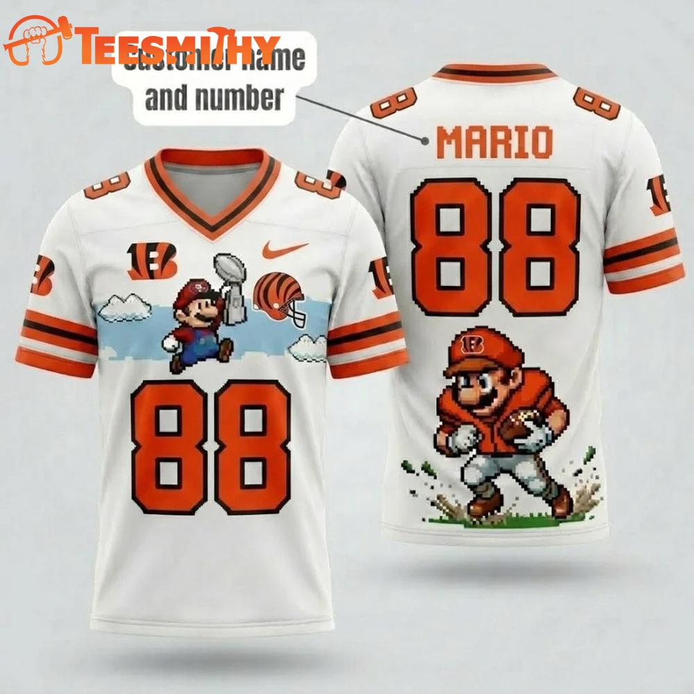Cincinnati Bengals NFL Mario 2026 Design Football Jersey