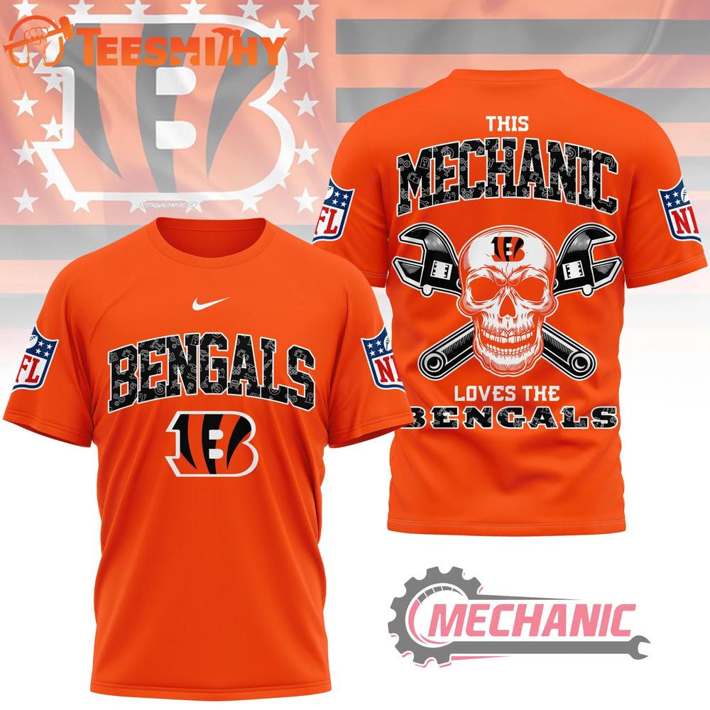 Cincinnati Bengals NFL Mechanic Loves Football New Design 3D Shirt