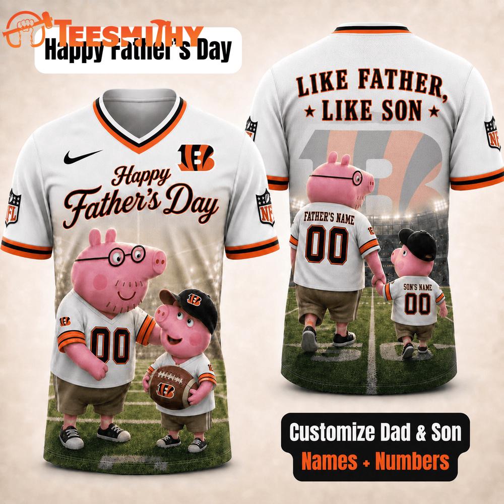 Cincinnati Bengals NFL Peppa Pig Father's Day Dad Football Jersey