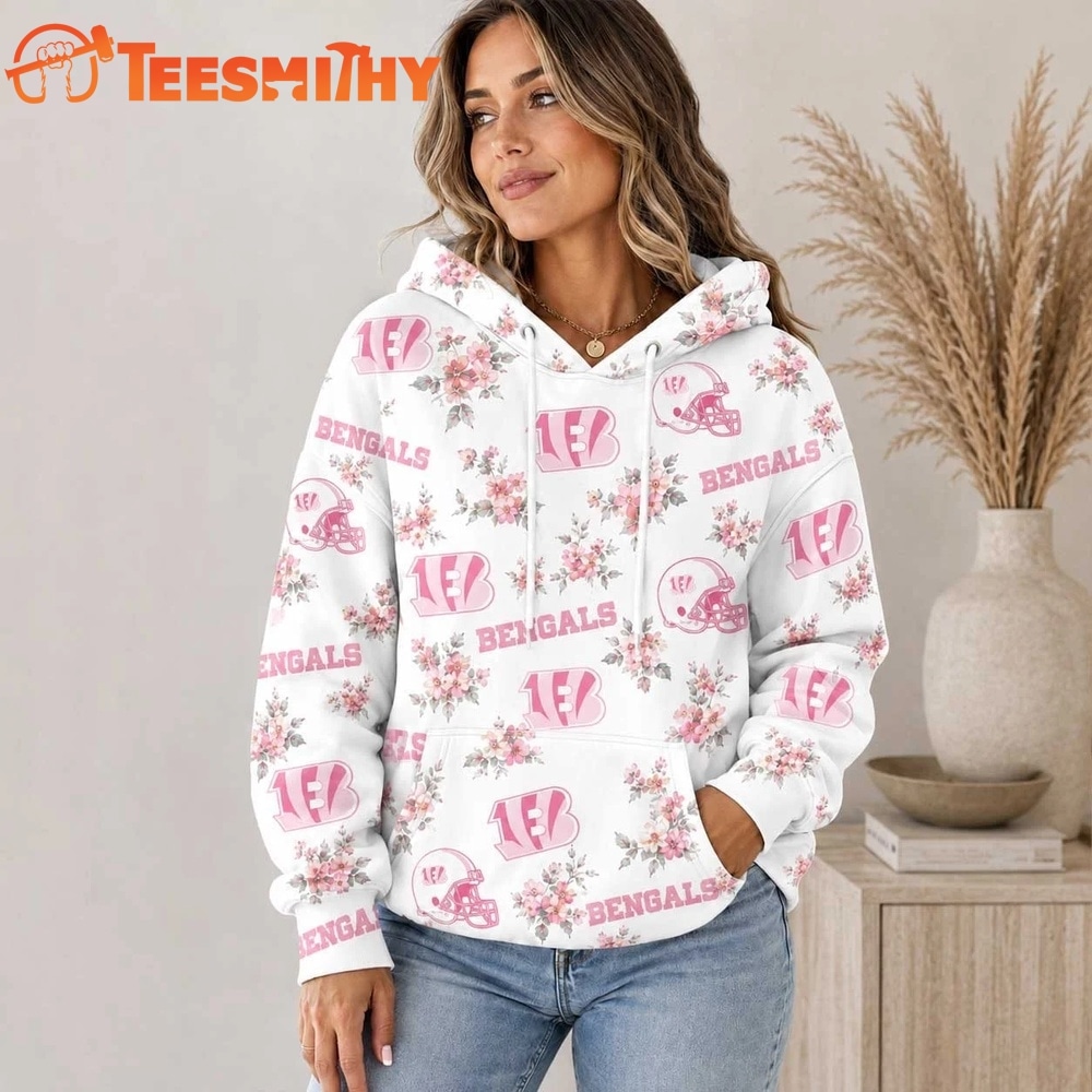 Cincinnati Bengals NFL Pink Floral Team Pride Hoodie Shirt