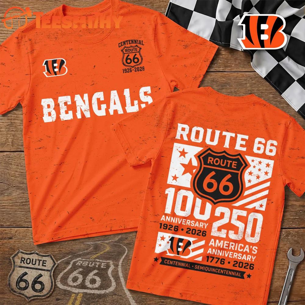 Cincinnati Bengals NFL Route 66 Centennial Limited 3D T Shirt