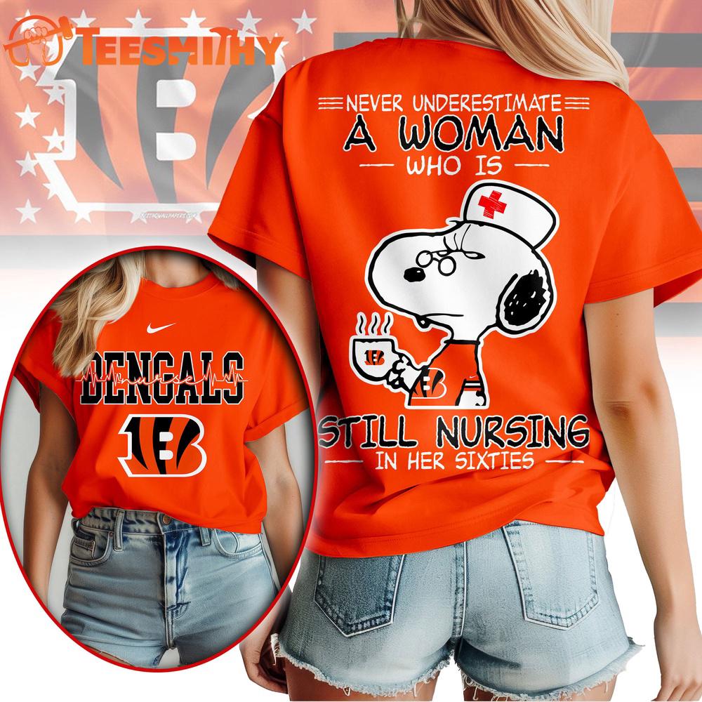 Cincinnati Bengals NFL Snoopy Never Underestimate A Nurse Unisex T Shirt