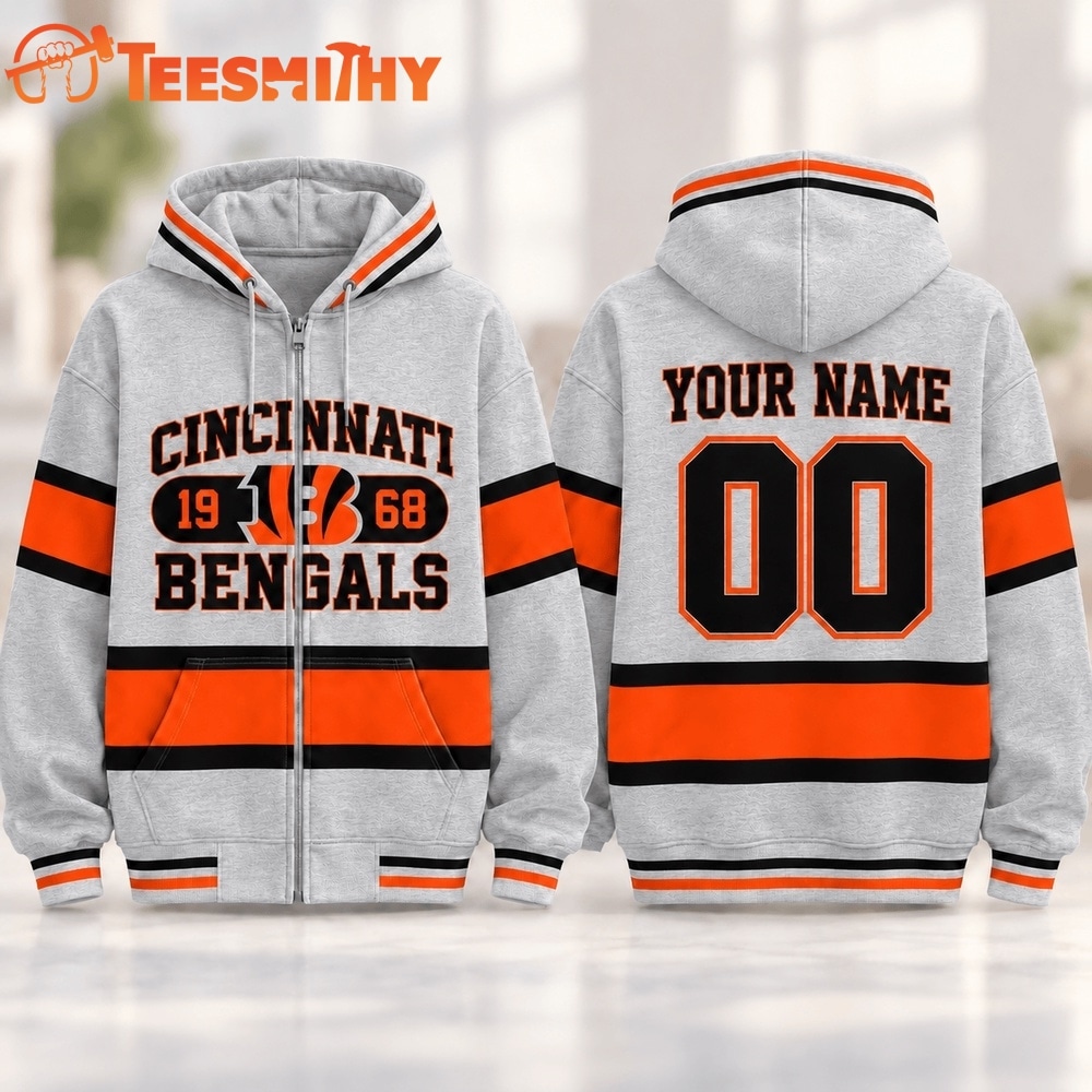 Cincinnati Bengals NFL Varsity Stripe Zip Hoodie