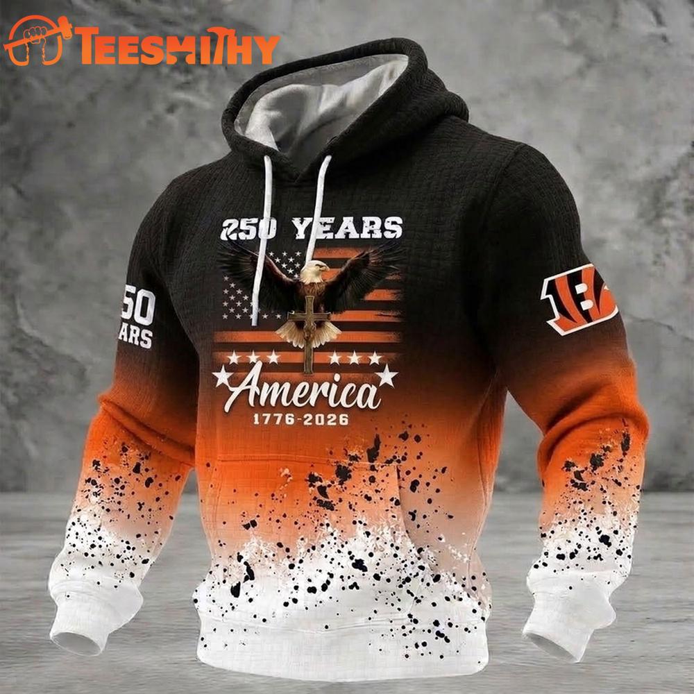 Cincinnati Bengals US 250th Anniversary Waffle Texture Strike Hoodie Shirt