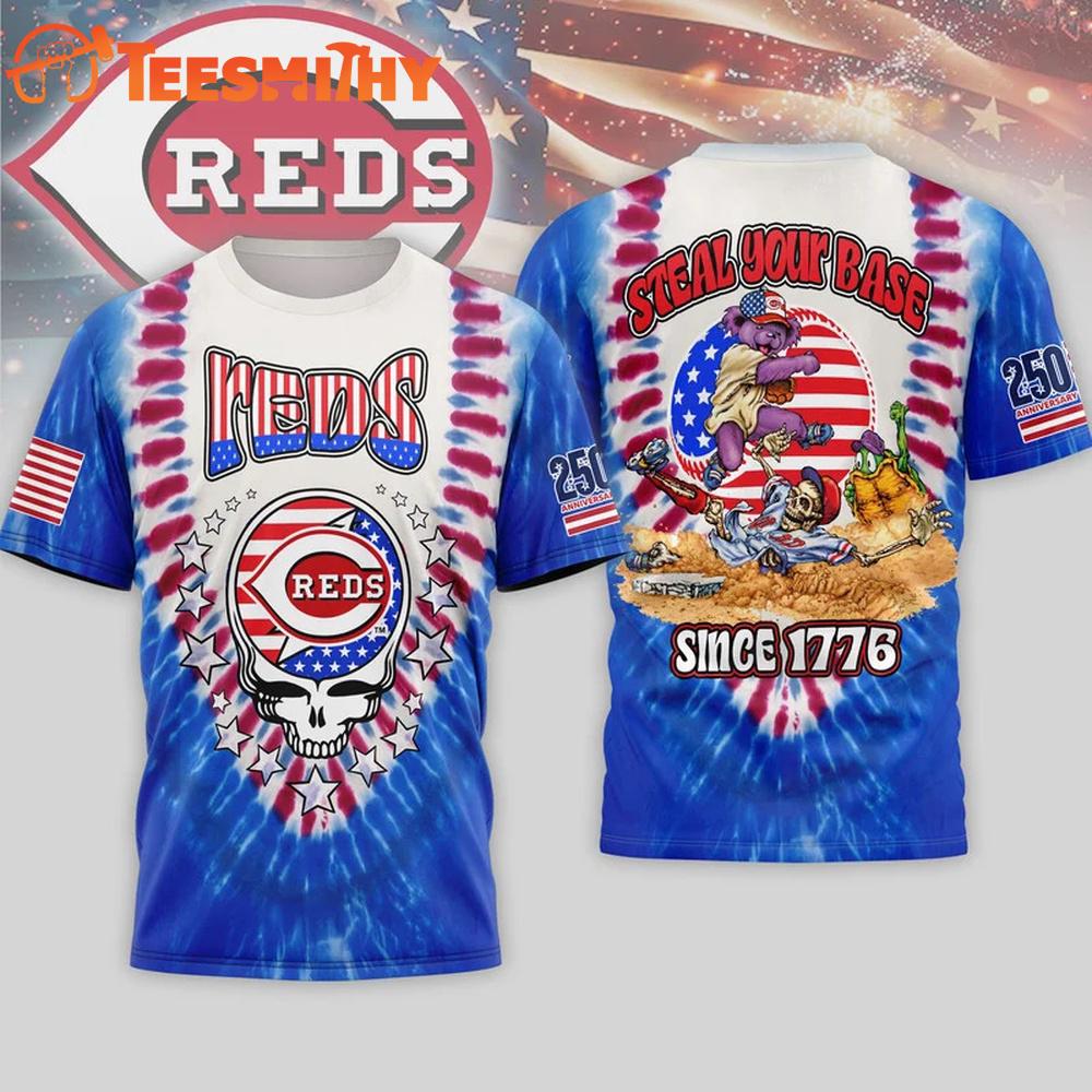Cincinnati Reds 2026 MLB Grateful Dead 250 Years Of America 3D T Shirt