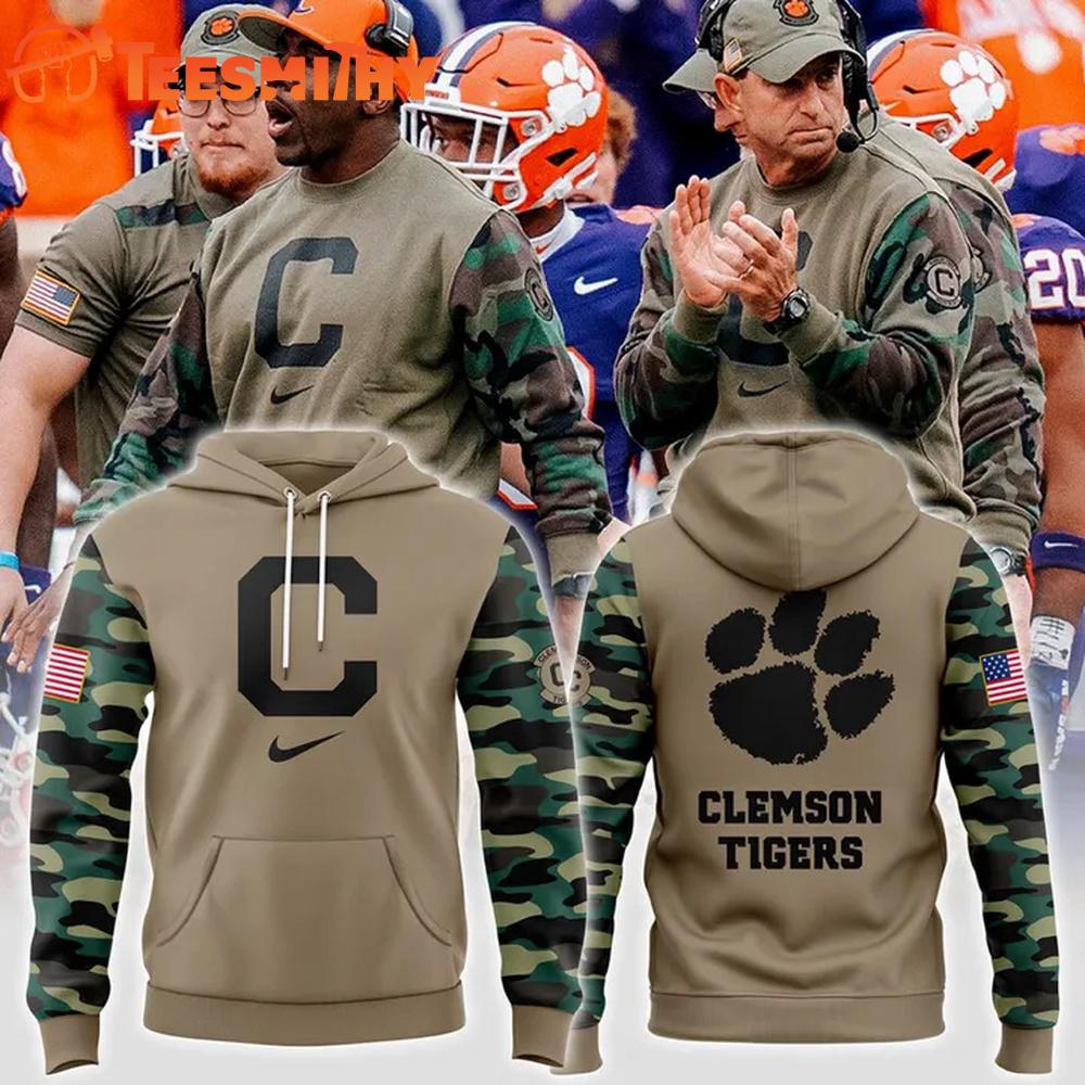 Clemson Tigers Football x Military Appreciation 2025 Camo Hoodie Shirt