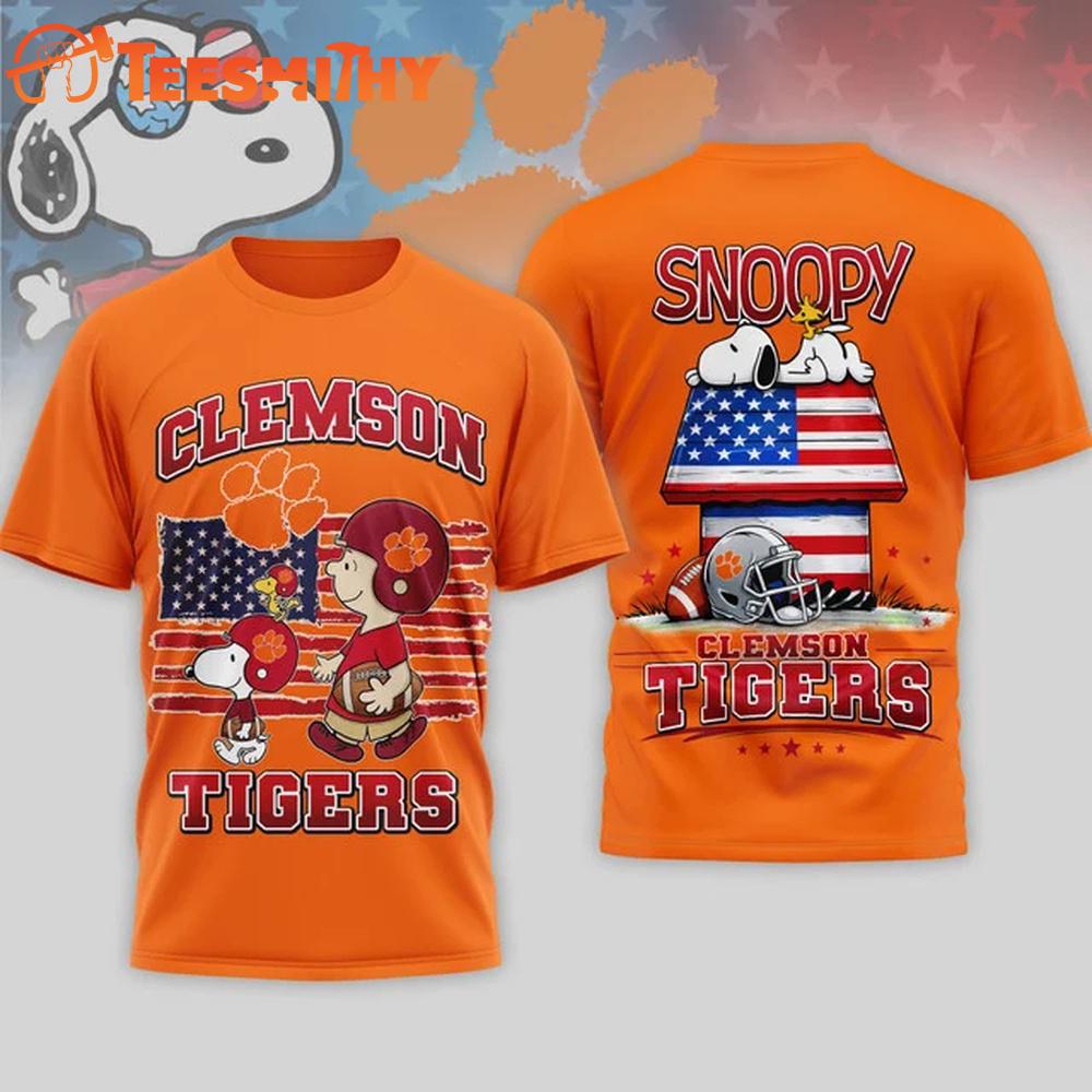 Clemson Tigers NCAA America 250 with Snoopy 3D T Shirt