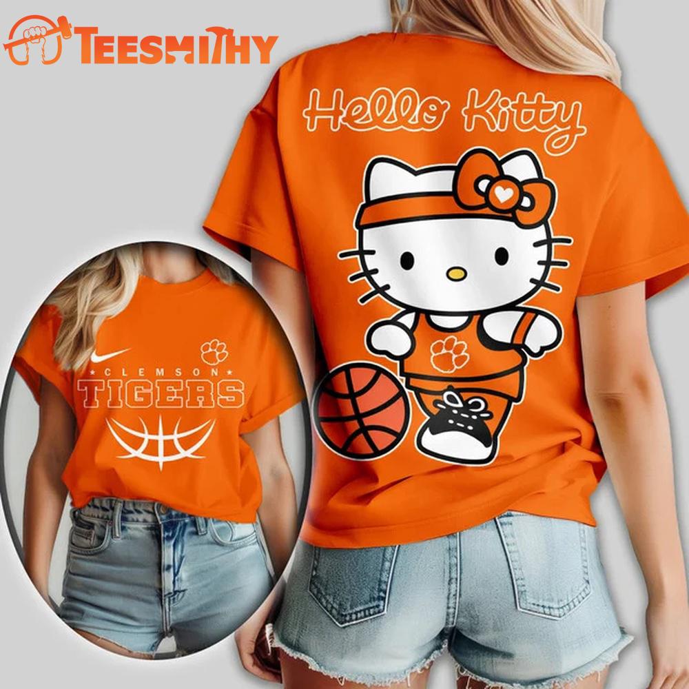 Clemson Tigers NCAA Hello Kitty Basketball Unisex 3D T Shirt