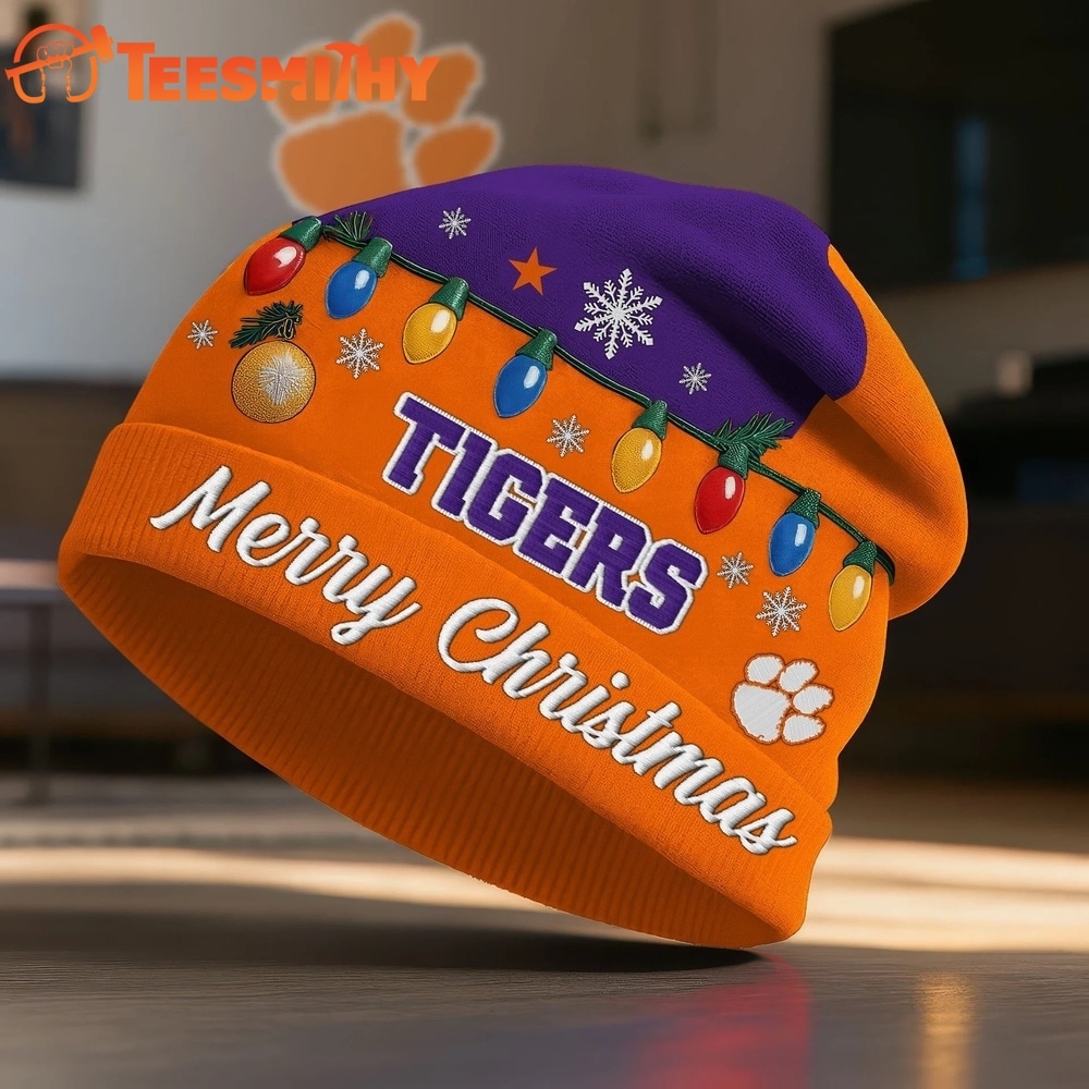 Clemson Tigers NCAA Merry Christmas Beanie Hat