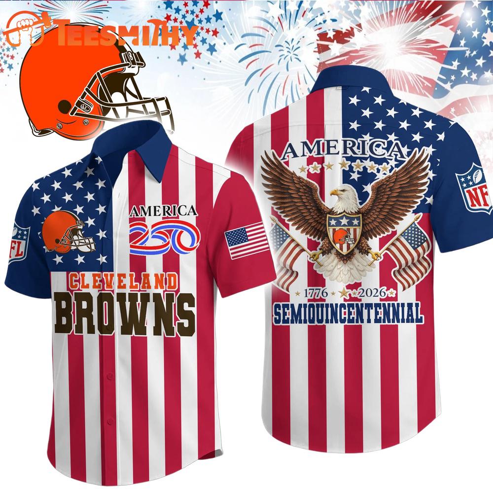 Cleveland Browns 1776-2026 NFL Liberty Eagle Patriotic 250 Years America Hawaiian Shirt