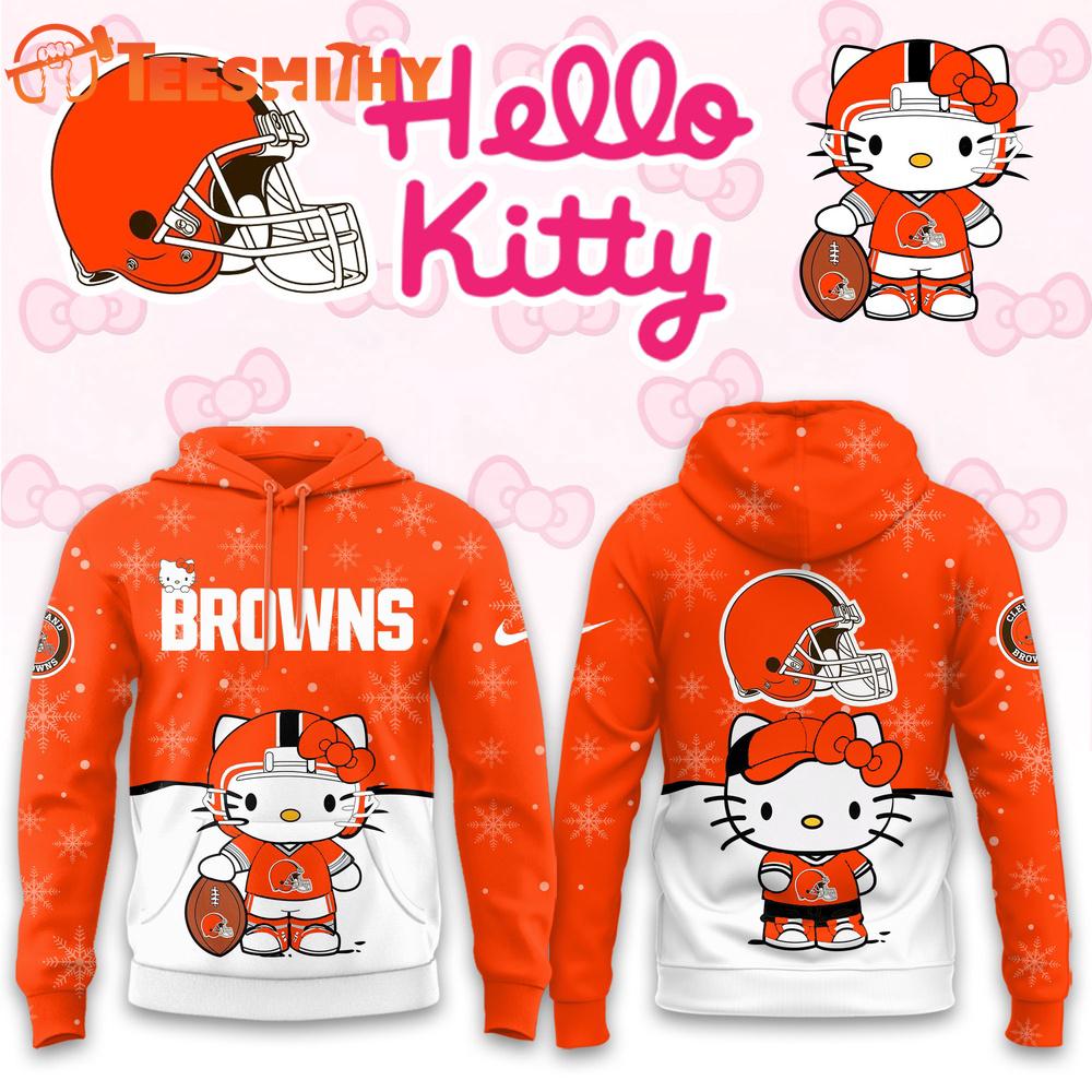 Cleveland Browns 2025 Football Christmas Hello Kitty Hoodie Shirt