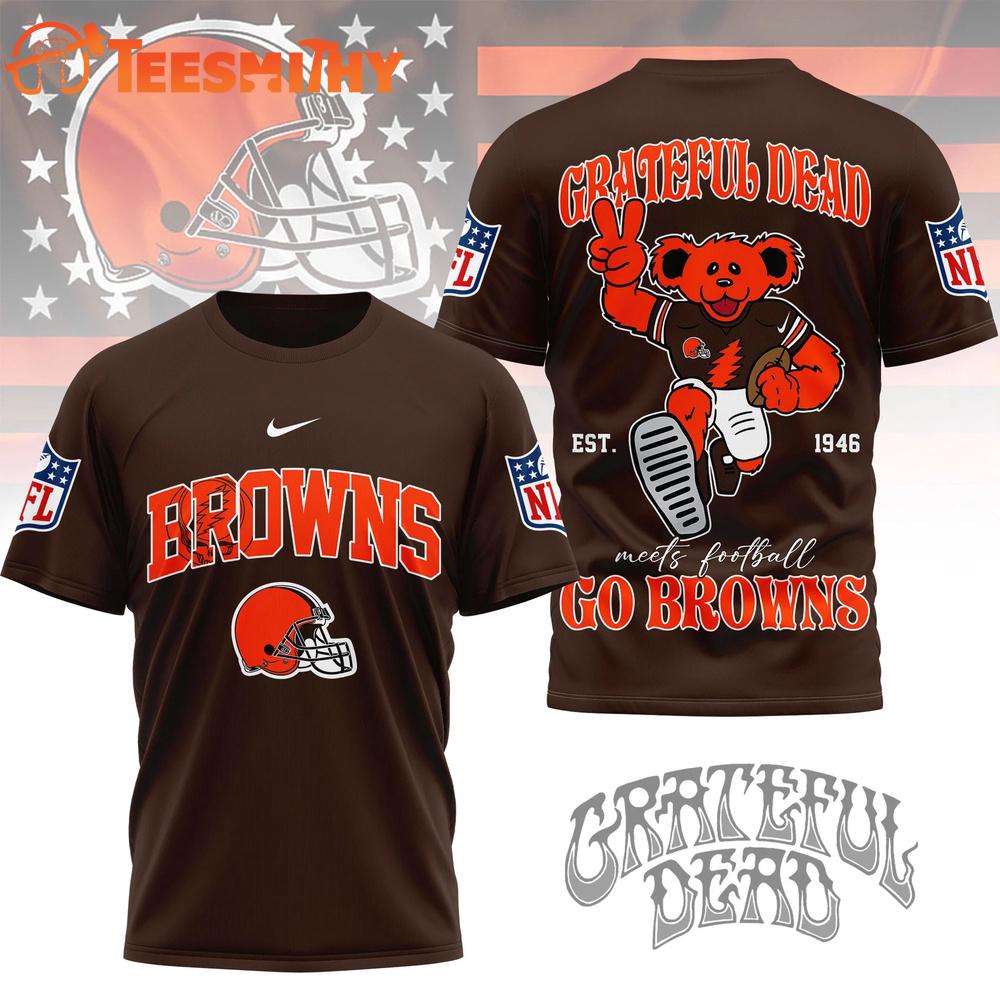Cleveland Browns 2026 NFL Grateful Dead Retro Bear 3D T Shirt