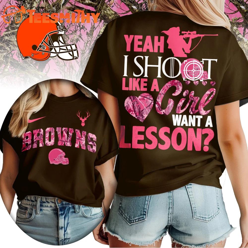 Cleveland Browns 2026 NFL Shoot Like A Girl All Over Print Shirt