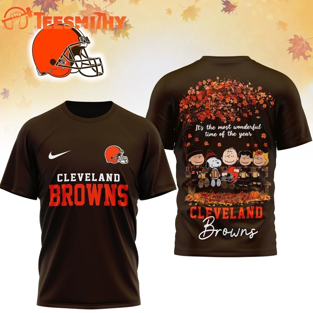 Cleveland Browns 2026 NFL Snoopy Peanut It's the Most Wonderful Time of the Year 3D Shirt