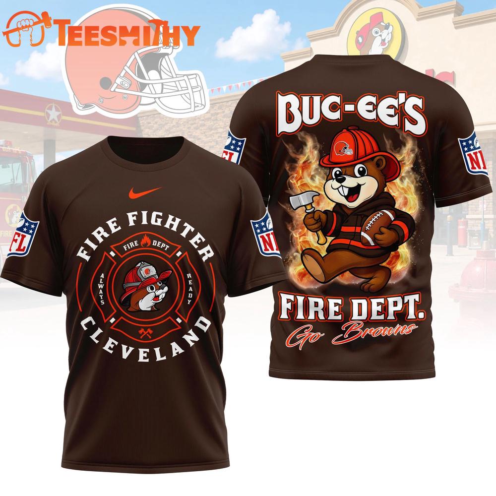 Cleveland Browns NFL Buc-ee's Firefighter Strong 3D Shirt