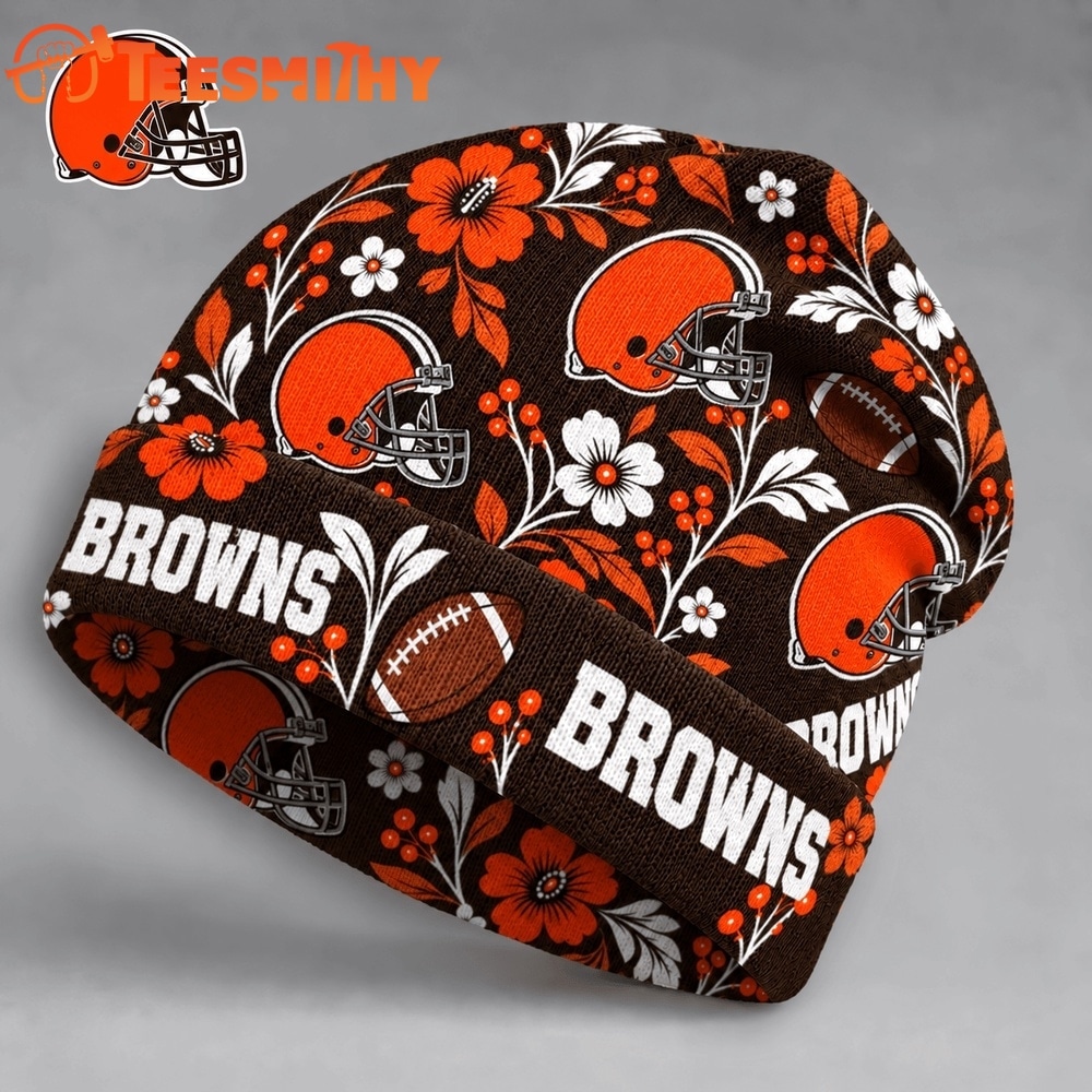 Cleveland Browns NFL Floral Team Pride Christmas Beanie Hats