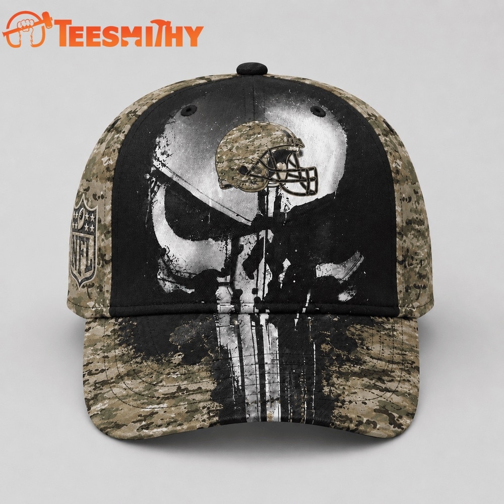 Cleveland Browns NFL Halloween Military Skull Camo Classic Cap