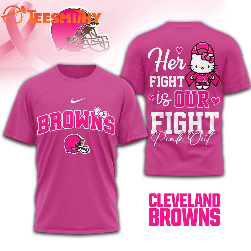 Cleveland Browns NFL Her Fight Is Our Fight x Hello Kitty 3D Shirt Cleveland Browns NFL Her Fight Is Our Fight x Hello Kitty 3D Shirt