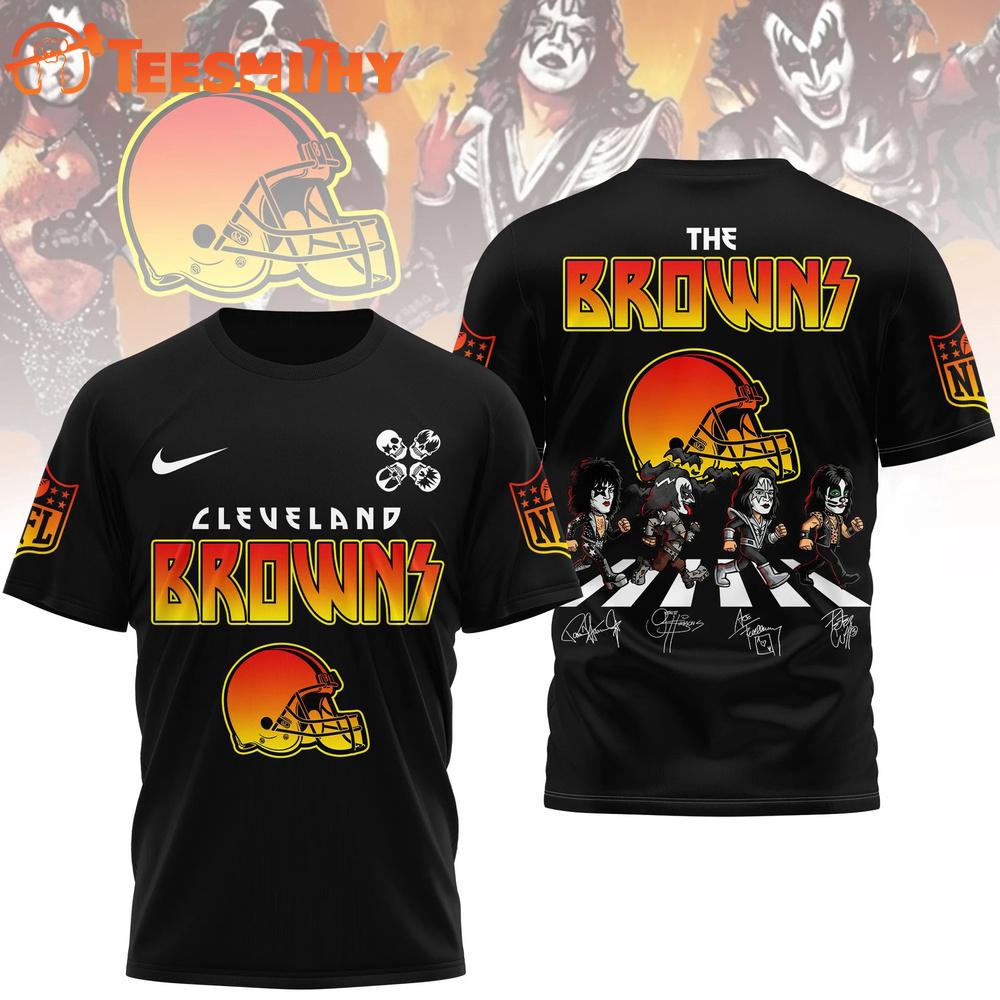 Cleveland Browns NFL Kiss Band Rock and Roll All Nite 3D Shirt