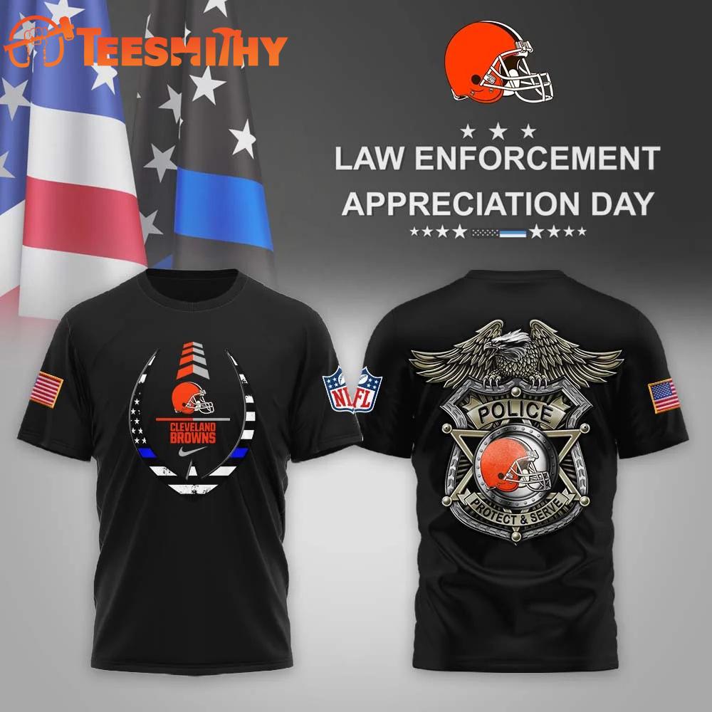Cleveland Browns NFL Law Enforcement Appreciation Day Black T Shirt