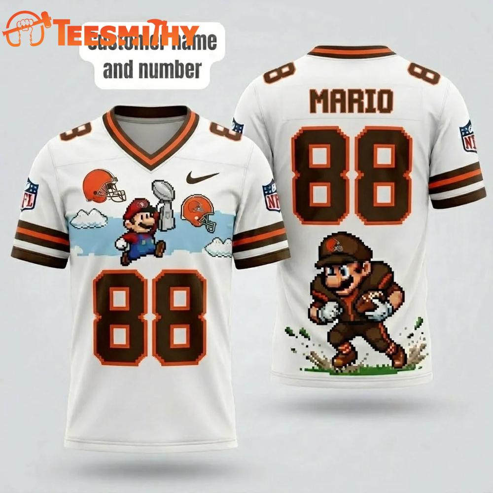 Cleveland Browns NFL Mario 2026 Design Football Jersey