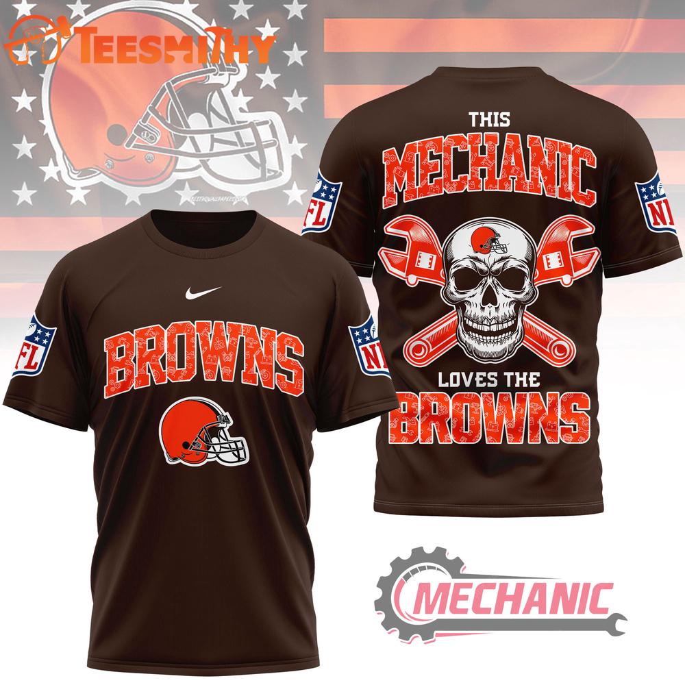 Cleveland Browns NFL Mechanic Loves Football New Design 3D Shirt