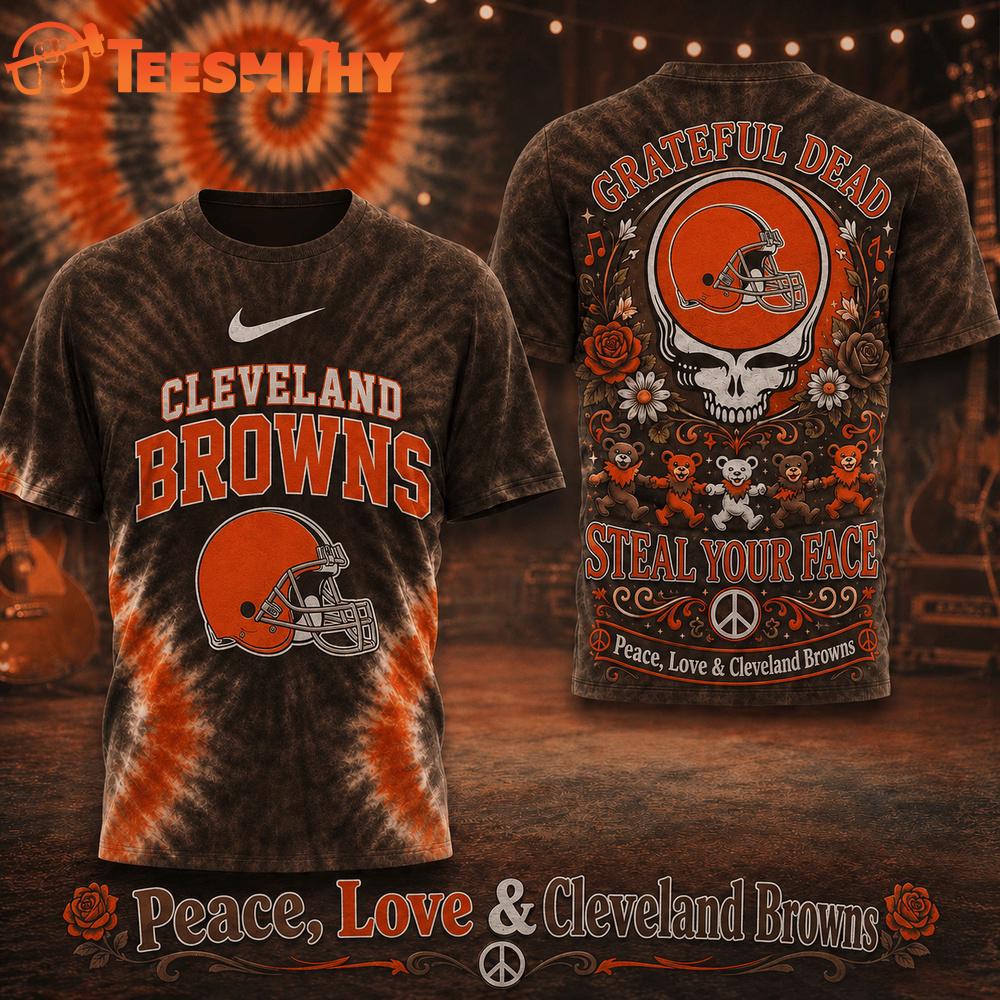 Cleveland Browns NFL Peace Love Greateful Dead Special New 3D Shirt