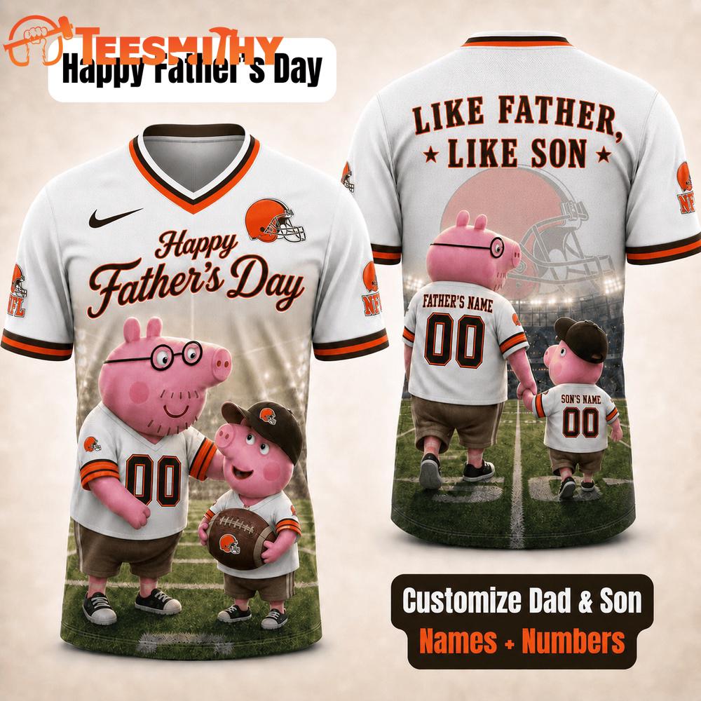 Cleveland Browns NFL Peppa Pig Father's Day Dad Football Jersey