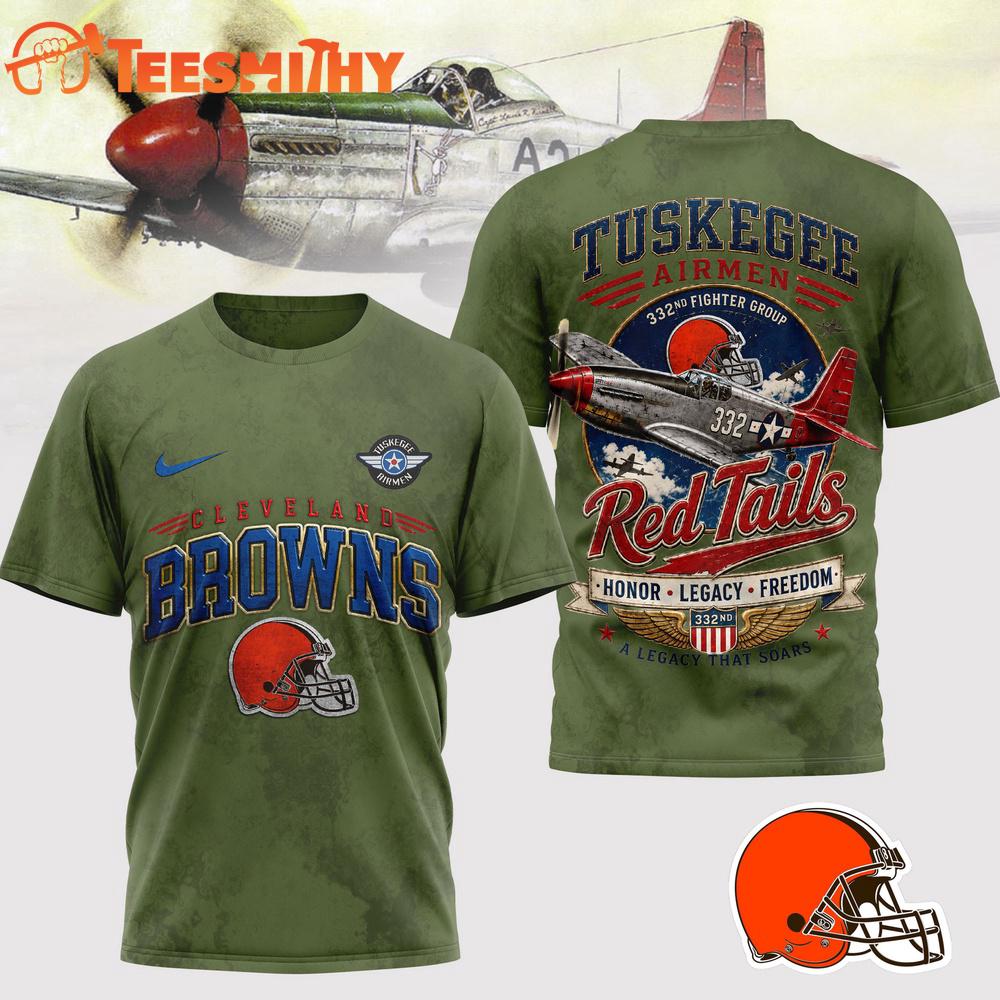 Cleveland Browns NFL Red Tails Legacy Game Day 3D T-Shirt