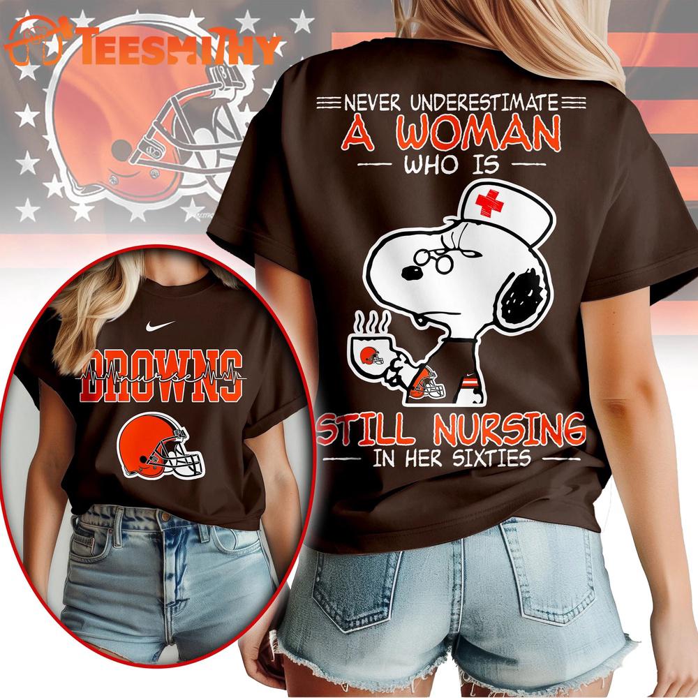 Cleveland Browns NFL Snoopy Never Underestimate A Nurse Unisex T Shirt