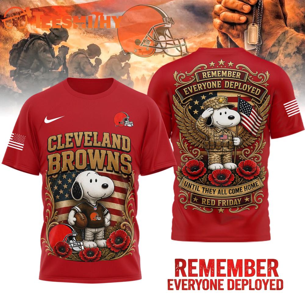 Cleveland Browns NFL Snoopy Remember Everyone Deployed 3D Shirt