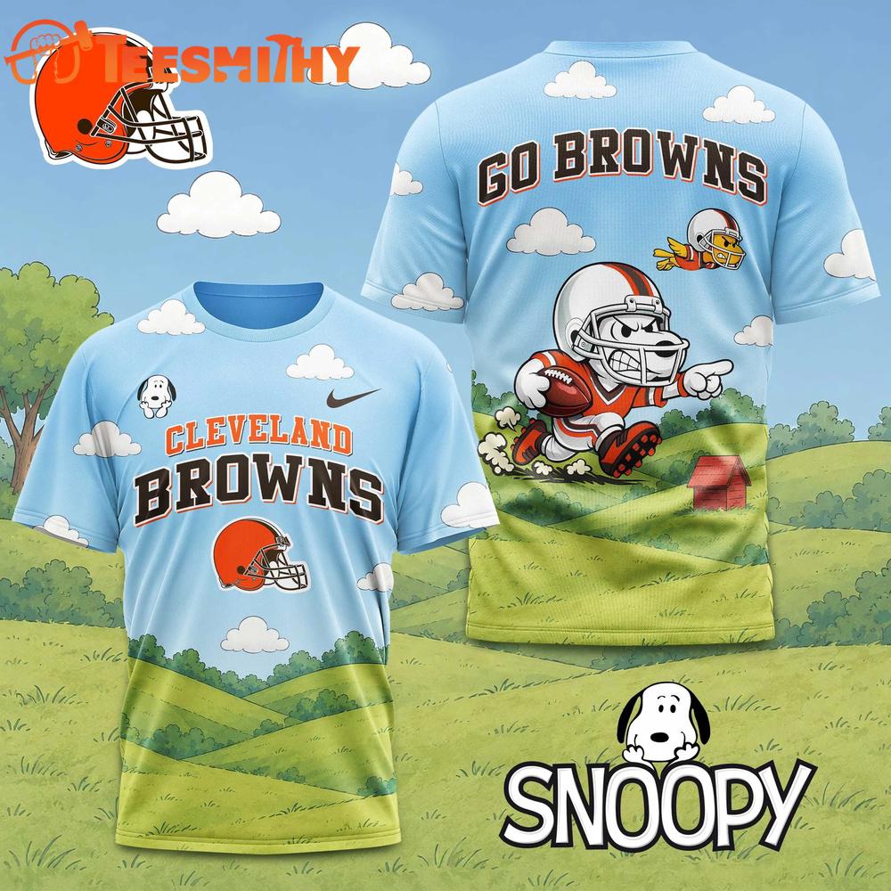 Cleveland Browns NFL Snoopy Touchdown 3D T-Shirt
