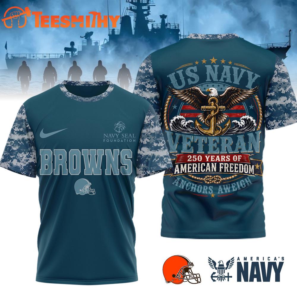 Cleveland Browns US Navy Veteran 250 Years American Freedom 3D Shirt