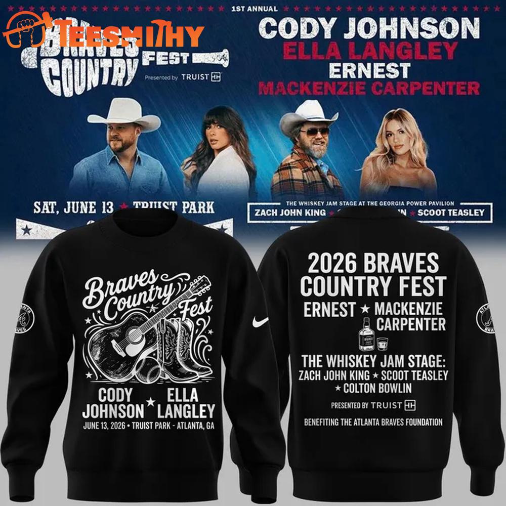 Cody Johnson x Ella Langley x Atlanta Braves 2026 Country Fest Black Sweatshirt